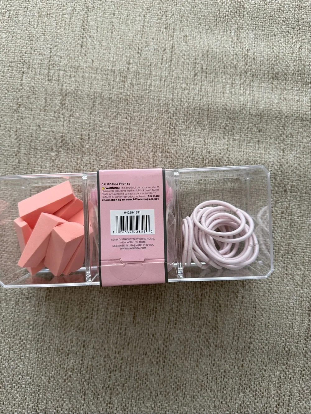 Pink Hair Accessory Set - Elastic Bands, Cotton Swabs and Foam wedges